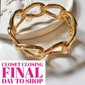 Joan Rivers Gold Tone Hinged Link Bangle Bracelet